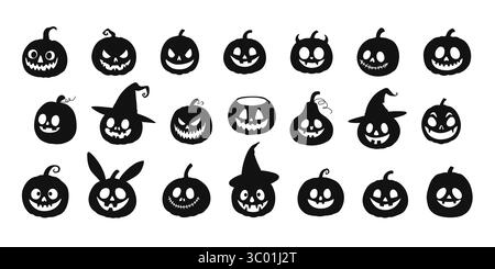 Halloween Vektor Kürbis Silhouetten. Stock Vektor