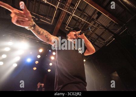 7. November 2019, Kopenhagen, Dänemark: Kopenhagen, Dänemark. November 2019. Der amerikanische Rapper und Lyriker Demrick spielt ein Live-Konzert im Pumpehuset in Kopenhagen. (Foto: Gonzales Photo – Joe Miller) (Foto: © Joe Miller/Gonzales Photo via ZUMA Press) Stockfoto