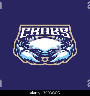 Krabben Maskottchen Logo Design Vektor mit moderner Illustration Konzept Stil für Abzeichen, Emblem und T-Shirt Druck. Crabs Illustration für Sportmannschaft. Stock Vektor