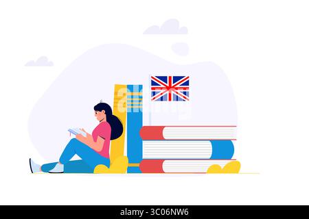 Englischprüfung und Prüfung. IELTS International English Language Testing System. Vektorabbildung. Stock Vektor