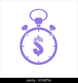Schnelle Geldtransaktionen, Budgetschätzung, Zeit ist Geld, Konzept Stoppuhr-Symbol. Finanzdienstleistungen, schnelle Kreditgenehmigung, Barüberweisung, Online-Zahlung Stock Vektor