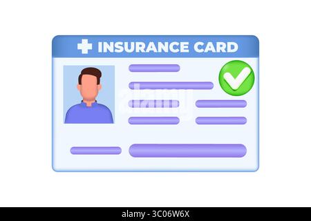 Krankenversicherungskarte 3d Konzept. Vektorabbildung Stock Vektor