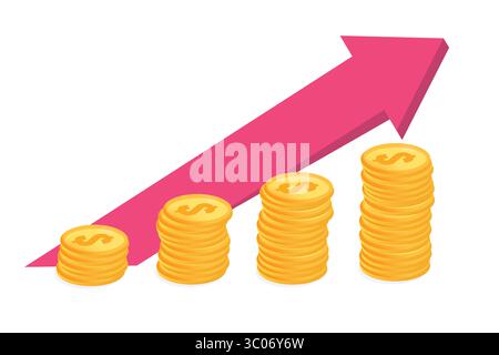 Inflationskonzept erhöhen. Vektorillustration für Infografiken, Banner, mobile App. Stock Vektor
