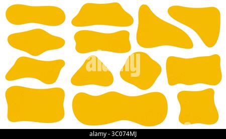 Organische abstrakte rechteckige handgezeichnete Formen. Vektor-strukturierte Blobs auf weißem Hintergrund. Kritzeln Sie flüssige, geometrisch gewellte Blasen für Banner Stock Vektor