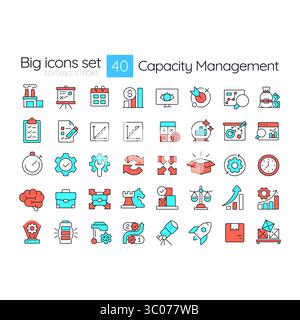 Farbsymbole für die Kapazitätsverwaltungslinie Stock Vektor