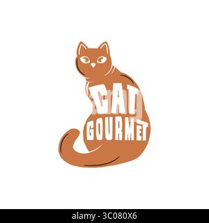 Cat Gourmet Logo Stock Vektor