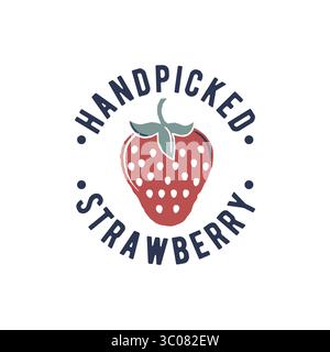 Handverlesenes Erdbeerlogo Stock Vektor