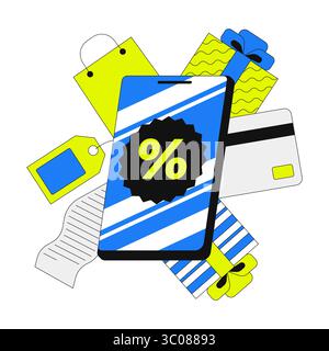2D-Onboarding-ui-Illustration für mobiles Shopping und Rabattmarketing Stock Vektor