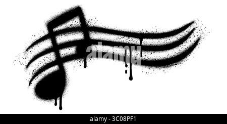 Spray Painted Graffiti Tone Icon Wort isoliert mit weißem Hintergrund gesprüht. Graffiti Note Musiksymbol mit Überspray in Schwarz über weiß. Vektor i Stock Vektor