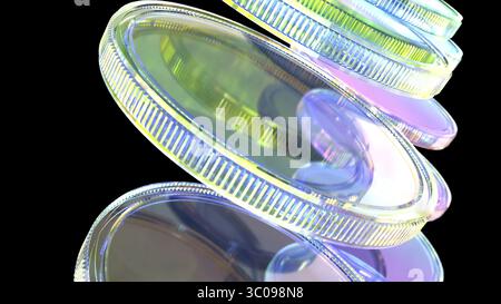 Mehrfarbige Glasobjektive der Kamera auf schwarzem BG 3D-Rendering Stockfoto