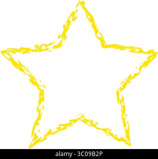 Kreidegelbe Sternform. Vektor-strukturierter Buntstift umgibt geometrisches Sterngrafik-Designelement Stock Vektor