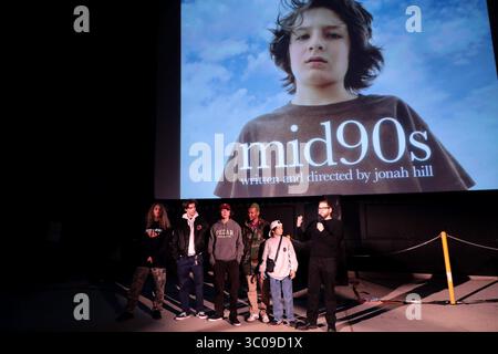 Oktober 2018 - Los Angeles, Kalifornien, USA - Olan Prenatt, Ryder McLaughlin, Gio Galicia, Na-kel Smith, Sunny Suljic, Jonah Hill, Director/Writer/Producer, nimmt an der A24-Vorführung „Mid90“ im West LA Courthouse Teil. (Kreditbild: © Sunshine Sachs via ZUMA Wire/ZUMAPRESS.com) Stockfoto