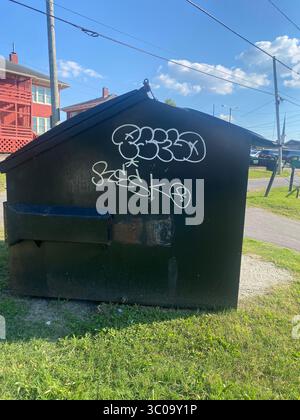 Downtown Nashville, Tennessee, zeigt Skyline der Stadt, Straßen, Graffiti, Street Art und Architektur; fotografiert während des Besuchs von Five Points Einheimischen. Stockfoto