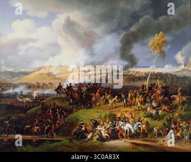 Die Schlacht von Borodino gemalt von Louis-Francois, Baron Lejeune. Die Schlacht bei Borodino, oder die Schlacht bei Moskau, fand am 7. September 1812 während Napoleons Invasion Russlands am Stadtrand von Moskau in der Nähe des Dorfes Borodino statt. Die Grande Armée kämpfte gegen die kaiserliche russische Armee. Nach dem russischen Rückzug in der Schlacht von Smolensk war die Straße nach Moskau offen. Stockfoto