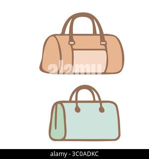 Reisetasche Farbe und Umriss einfache Vektorsatz für Design und Stock Vektor