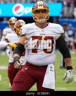 28. Oktober 2018: East Rutherford, New Jersey, USA - Washington Redskins Center Chase Roullier (73) während des warm-Up-Spiels zwischen den Washington Redskins und den New York Giants im MetLife Stadium in East Rutherford, New Jersey. Die Redskins besiegten die Giants mit 20:13. Duncan Williams/CSM(Kreditbild: &Copy; Duncan Williams/CSM via ZUMA Wire) Stockfoto