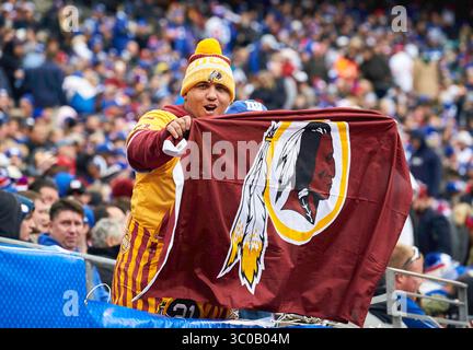 28. Oktober 2018: East Rutherford, New Jersey, USA: Ein Redskins-Fan während der NFL-Action zwischen den Washington Redskins und den New York Giants im MetLife Stadium in East Rutherford, New Jersey. Die Redskins besiegten die Giants mit 20:13. Duncan Williams/CSM(Kreditbild: &Copy; Duncan Williams/CSM via ZUMA Wire) Stockfoto