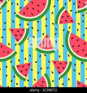Nahtloses Wassermelonenmuster. Vektorhintergrund. Flache Ausführung EPS10 Stock Vektor