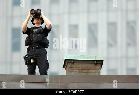 Sicherheit am Standort des World Trade Center in New York City - 6. Juli 2010 Stockfoto