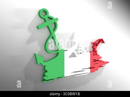 Illustration des kommerziellen Seehafens. 3D-Rendering Stockfoto