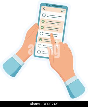 Aufkleber Mit Handheld Phone Stock Vektor