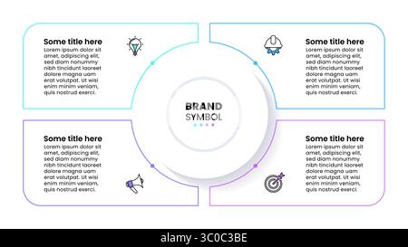 Infografik-Vorlage mit Symbolen und 4 Optionen oder Schritten. Kann für Workflow-Layout, Diagramm, Banner, webdesign verwendet werden. Vektorgrafik Stock Vektor