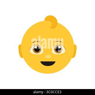 Baby-Emoji-Gesichtsvektor-Illustration isoliert auf weißem Hintergrund. Stock Vektor