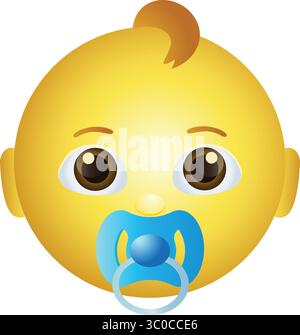 Baby-Emoji-Gesichtsvektor-Illustration isoliert auf weißem Hintergrund. Stock Vektor