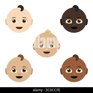 Baby-Emoji-Gesichtsvektor-Illustration isoliert auf weißem Hintergrund. Stock Vektor