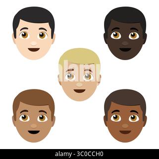 Mann-Emoticon mit Schnurrbart-Vektor-isoliertem Charakter. Mann-Emoji-Symbol. Stock Vektor