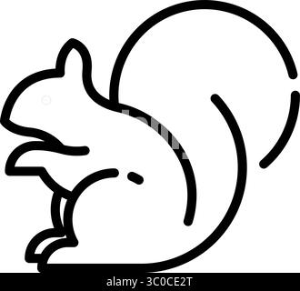 Liniensymbol eines Eichhörnchens im Umrissstil. Bearbeitbares Konturvektorformat. Perfekt für Wald-, Tier- und Herbstmotive. Stock Vektor