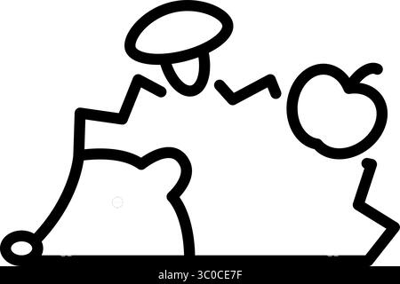 Igel mit Pilz und Apple Line Icon Vektor Stock Vektor