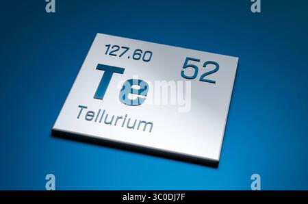 Tellur, Periodenelement. Tellur, Periodenelement. Wissenschaft, Metall, chemische Elemente, Struktur, Atomgewicht, atomzahl. 3D-Illustration science027s periodic table Element tellurium Stockfoto