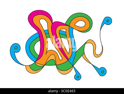 Abstrakte Kunst „Oktopus in hellen Farben“ Stockfoto