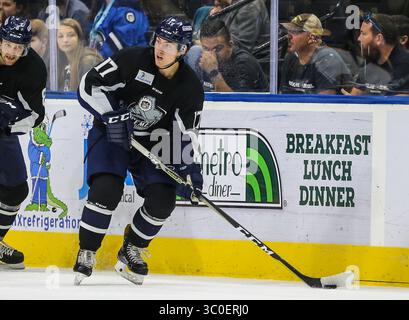 12. November: Jacksonville, FL, USA: Jacksonville Icemen Stürmer Everett Clark (17) während eines ECHL-Hockeyspiels gegen die Norfolk Admirals in der Veterans Memorial Arena in Jacksonville, Florida, Montag, 12. November 2018. (Gary Lloyd McCullough/ Cal Sport Media)(Credit Image: &Copy; Gary Lloyd McCullough/CSM via ZUMA Wire) Stockfoto