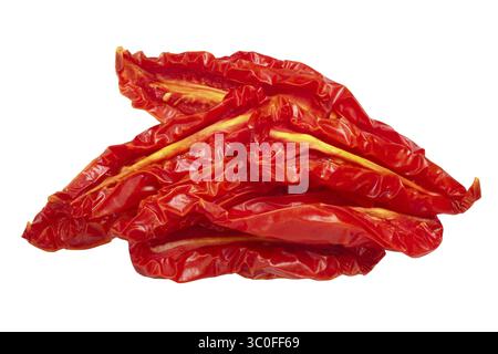 Getrockneten oder getrockneten San Marzano Tomaten Hälften, Haufen, Ansicht von oben Stockfoto