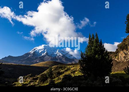 19. August 2015 – Cuatro Esquinas, Ecuador – BALTAZAR USHKA, El Ultimo Hielero del Chimborazo, ist der letzte eismann des Chimborazo-Vulkans. Er fährt zwei- bis dreimal die Woche mit seinen Eseln den Berg hinauf, um das Eis, das er später auf dem Riobamba-Markt verkauft, herunterzubringen. Er reißt riesige Eisblöcke aus dem Gletscher und schneidet sie dann in kleinere Stücke, die mit Gras geschützt werden, bevor sie auf die Esel geladen werden. Heutzutage muss Baltazar weiter den Berg hinauf gehen, um das Eis zu finden, während die globale Erwärmung den Gletscher schmilzt. (Kreditbild: © Dani Salva via ZUMA Wire) Stockfoto