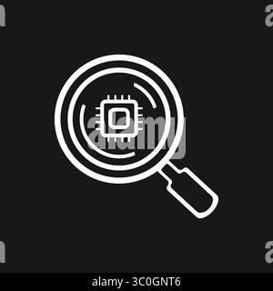 Lupensymbol in Schwarz-weiß-Hintergrund – Symbol für AI-Datensuche und -Analyse, Vektorzeichen, Symbol, Logo-Illustration. Vektorgrafiken Stock Vektor