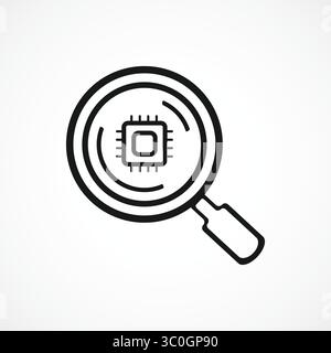 Lupensymbol mit weißem Hintergrund – Symbol für AI-Datensuche und -Analyse, Vektorzeichen, Symbol, Logo-Illustration. Symbol für Vektorgrafiken Stock Vektor