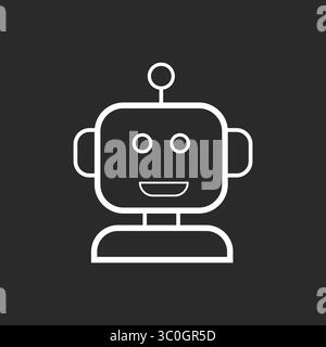 Robotersymbol-Vektorlogo auf schwarz-weißem Hintergrund. Inspirierendes Logo Smart Artificial Assistant for Automation Icon, Machine Learning und Digital Stock Vektor