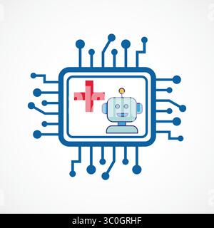 AI Healthcare Symbol – Smart Medical Intelligence Technology Farbsymbol, Vektorzeichen. Symbol, Logo-Abbildung. Vektorgrafiken für Präsentationen usw. Stock Vektor