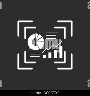 Umriss des Symbols für die Datenvisualisierung in Schwarz-weiß-Hintergrund – Symbol für die KI-Infografik und -Analyse, Vektorillustration Stock Vektor