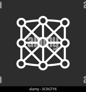 Deep Learning Layer-Symbol in Schwarz-weiß-Hintergrund – Neural Architecture Technology, Vektorzeichen. Symbol, Logo-Abbildung. Vektorgrafiken für Stock Vektor