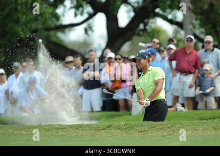 14. März 2009 - Doral, Florida, USA - Golfer TIGER WOODS trifft während der 3. Runde der CA Championship, die am 14. März 2009 im Doral Resort & Spa in Miami, Florida, ausgetragen wurde. (Kreditbild: © SMG via ZUMA Wire) Stockfoto