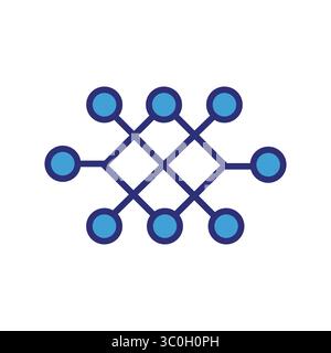 Maschinelles Lernen – Konzept der KI-Datenverarbeitung und prädiktiven Analyse, Symbol für maschinelles Lernen, Symbol für neuronales Netzwerk für KI und Data Science Stock Vektor