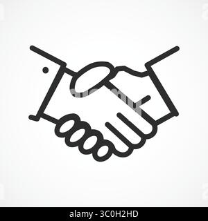 Roboterhandshake-Symbolkontur mit weißem Hintergrund – Farb-Symbol für menschliche und KI-Zusammenarbeit, Vektorillustration Stock Vektor