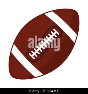 Illustration Des American Football Balls. Der Ball ist braun mit zwei weißen Streifen an jedem Ende und einem zentralen weißen Schnürdesign. Stock Vektor