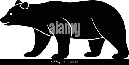 Silhouette eines Grizzlybären. Leistungsstarke, majestätische, wilde Tiervektorgrafik für Branding- und Designprojekte Stock Vektor