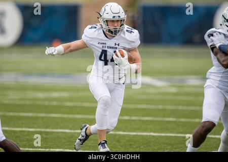 24. November 2018: Old Dominion Monarchs Running Back Matt Geiger (44) trägt den Ball während des 1. Viertels eines NCAA-Fußballspiels zwischen den Old Dominion Monarchs und den Rice Owls im Rice Stadium in Houston, Texas. Rice gewann das Spiel 27 zu 13...Trask Smith/CSM(Credit Image: &Copy; Trask Smith/CSM via ZUMA Wire) Stockfoto