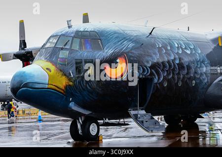 Nose Art of Pakistan Air Force Lockheed C-130E Hercules-New - 6 Squadron 'Antelopes' während des Royal International Air Tattoo bei der RAF Fairford, Gloucestershire, England am Samstag, den 19. Juli 2025. (Foto: Jon Hobley | MI News) Credit: MI News & Sport /Alamy Live News Stockfoto